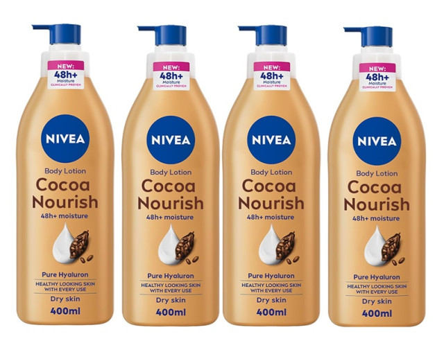 NIVEA Body Lotion for Dry Skin, Cocoa Butter, 5in1 Complete Care, 48H Deep Moisture, Pack of 20